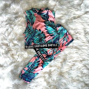 SHEIN vapor wave fuschia and teal matching set size S